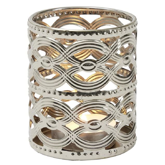 Bougeoir m&eacute;tal ajour&eacute; H.6,5 cm