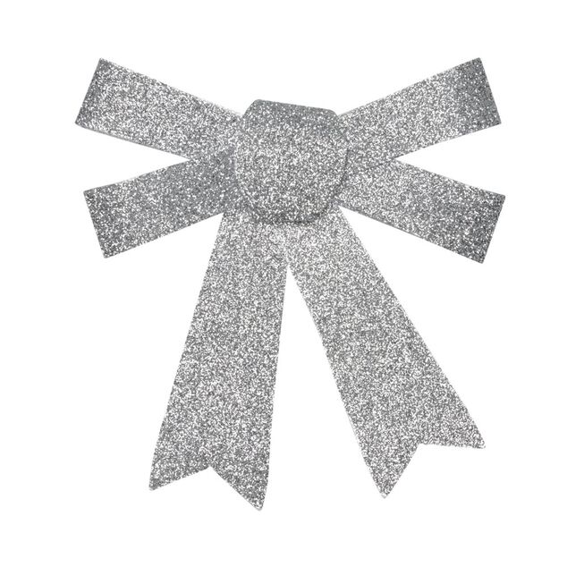 Suspension noeud de No&euml;l paillet&eacute; argent&eacute; x3
