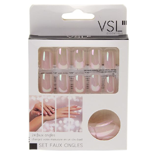 Kit de faux ongles en acrylique rose clair effet miroir