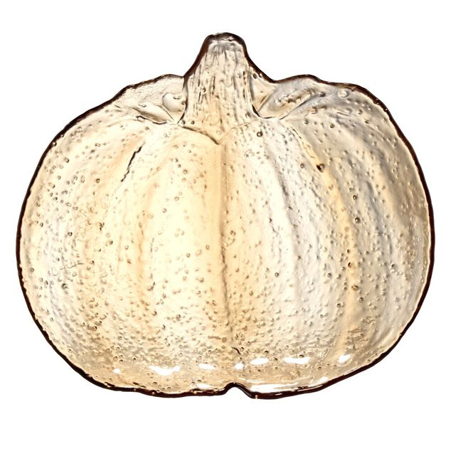 Coupelle forme citrouille c&eacute;ramique marron 22x19xH2,5cm