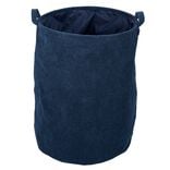 Panier à linge 56L velours côtelé bleu