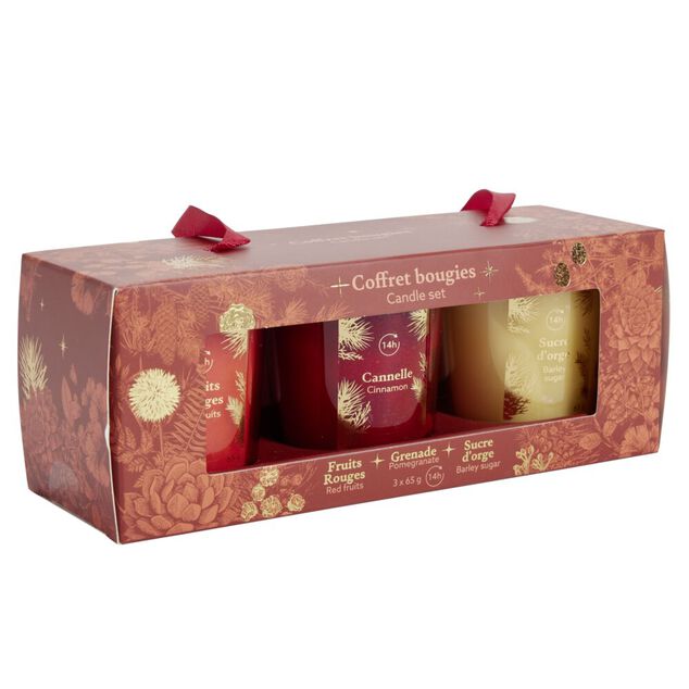 Coffret senteur 3 bougies 14H dans verre (2 modèles)