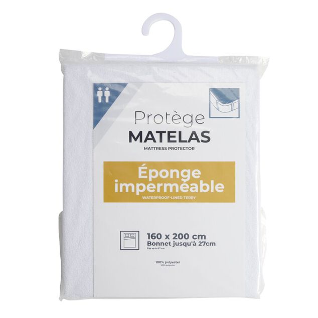 Prot&egrave;ge matelas blanc imperm&eacute;able 160x200cm