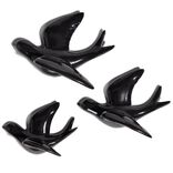 Décoration à poser 3 oiseaux en céramique noire