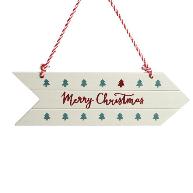 Pancarte en bois &agrave; suspendre inscription Joyeux No&euml;l L32cm