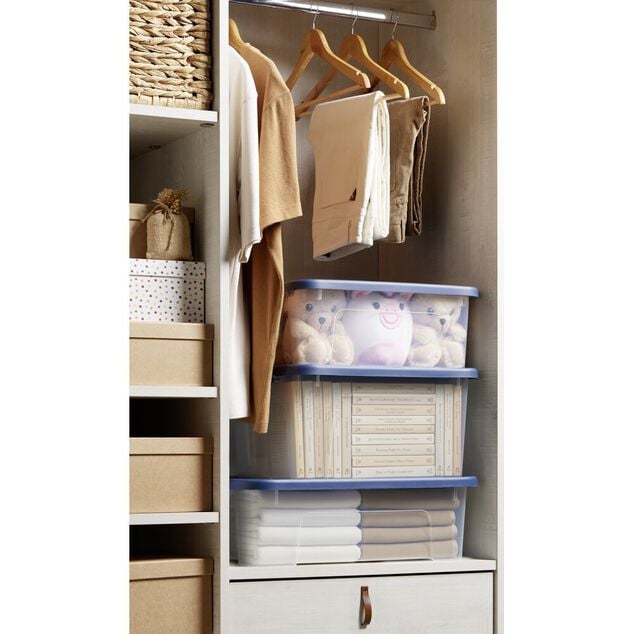 Box plastique 24L avec couvercle &agrave; clip 45x23xH34cm