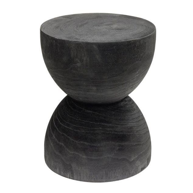 Bout de canap&eacute; Tammy bois paulownia noir &Oslash;27xH33cm