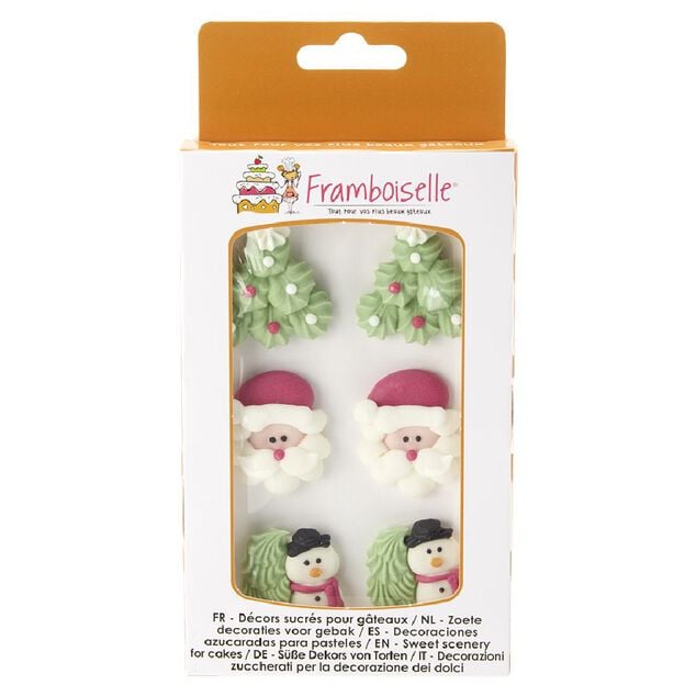 D&eacute;cor sucr&eacute; pour g&acirc;teau de No&euml;l x6