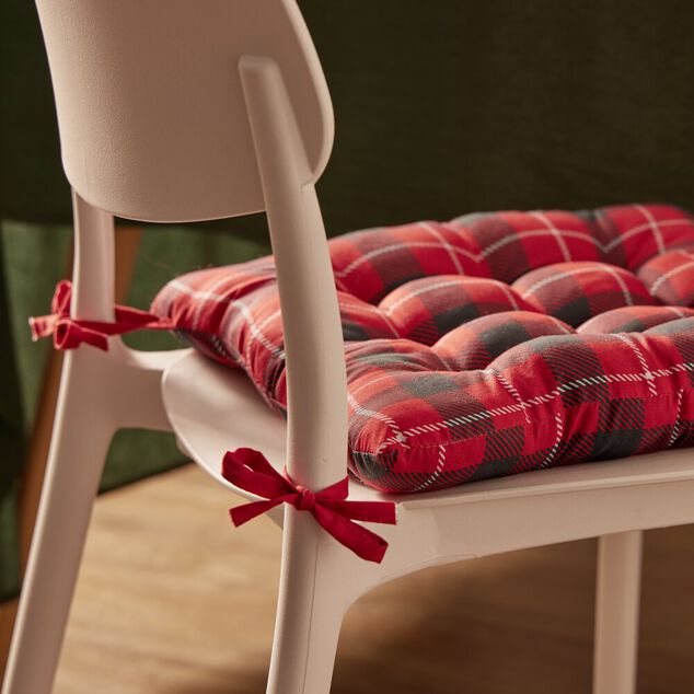 Galette de chaise carr&eacute; tissu motif No&euml;l 40x40cm (4 mod&egrave;les)