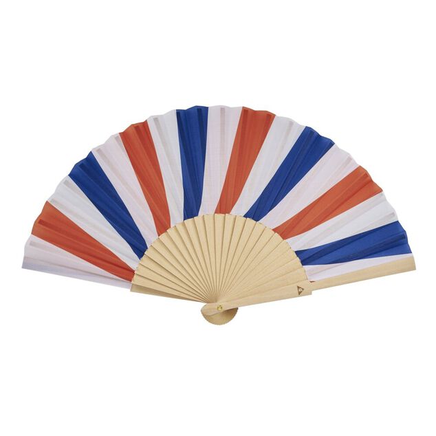 &Eacute;ventail en bois orange et bleu 42x23cm