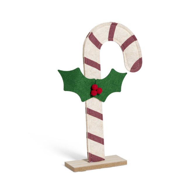 Sucre d'orge avec houx en feutrine &agrave; poser H30cm