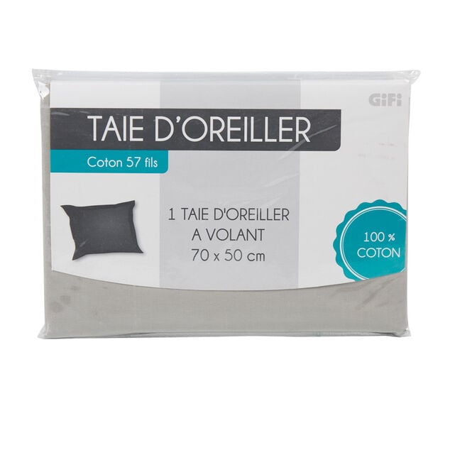 Taie d oreiller gris clair avec volant