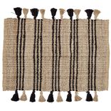 Tapis en jute avec pompon noir L60X90 cm