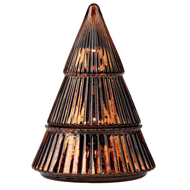 Bougie forme sapin cire et verre L12X12XH17 cm (2 mod&egrave;les vert ou marron)