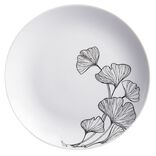 Assiette &agrave; dessert blanche d&eacute;cor fleur noire &Oslash;19cm