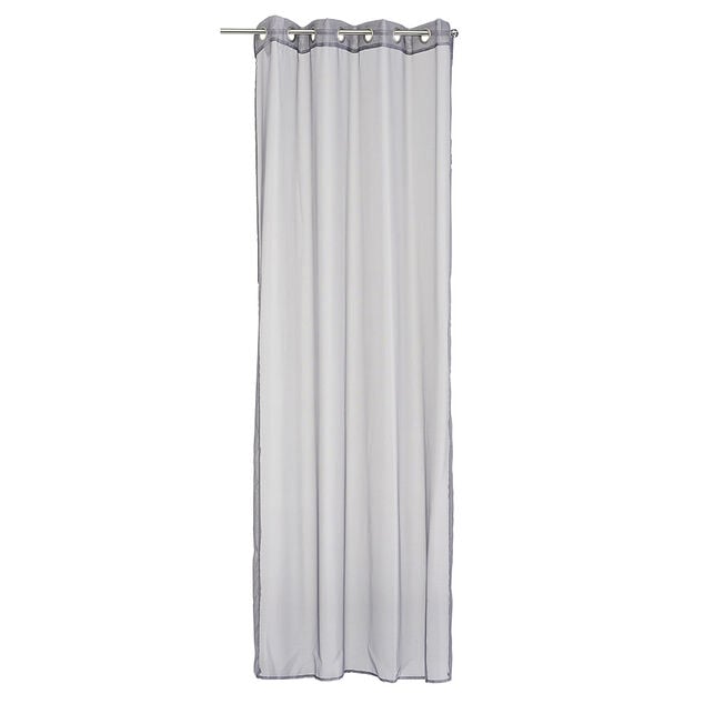 Voilage &agrave; oeillets uni gris fonc&eacute; 140x240cm