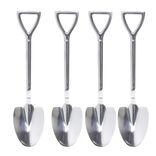 Lot de 4 cuill&egrave;res forme pelle en m&eacute;tal argent&eacute;