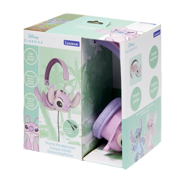 Casque audio enfant filaire Disney Stitch plastique pliable rose