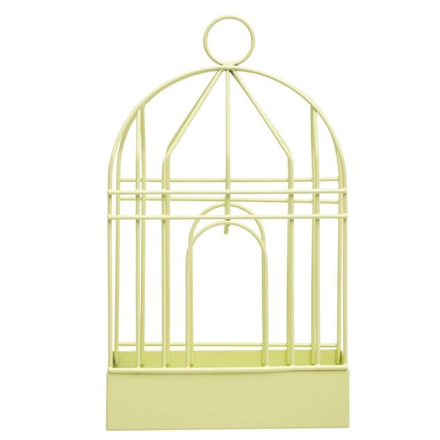 Support cage d&eacute;co m&eacute;tal jaune pour spirale encens anti-moustique 15x5xH20cm
