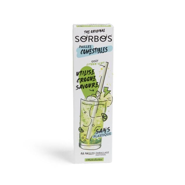 Lot de 6 pailles comestibles goût citron vert