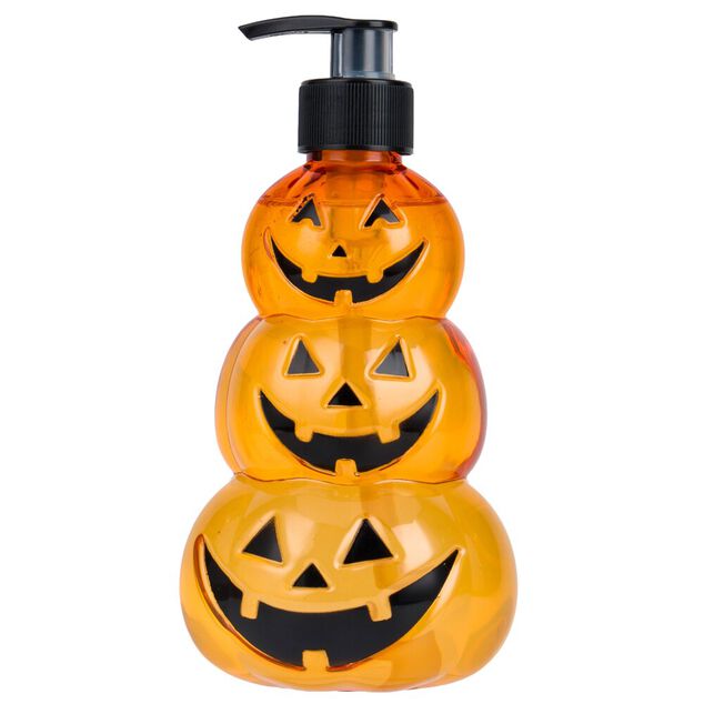 Savon liquide mains Halloween 500ml citrouille pompe plastique orange H17,5cm