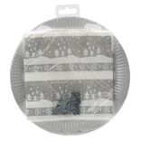 Kit jetable assiette + serviette motif No&euml;l argent&eacute; x20