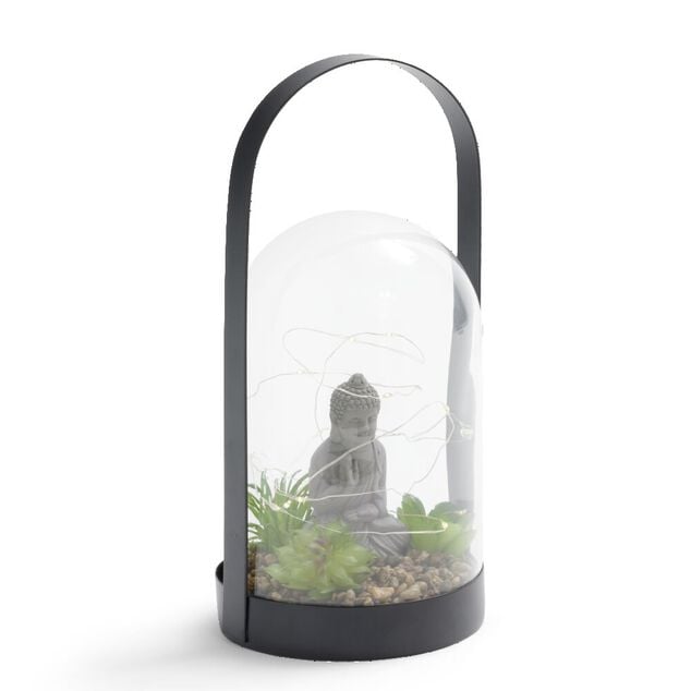 D&eacute;coration LED &agrave; poser avec int&eacute;rieur Bouddha &Oslash;12,5xH29cm