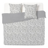 Parure de lit 2 personnes 240x260cm motif feuillage gris