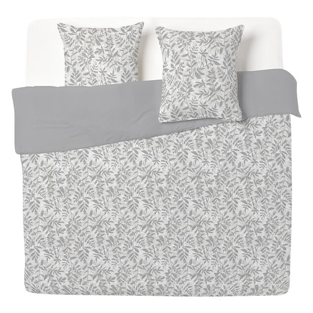 Parure de lit 2 personnes 240x260cm motif feuillage gris