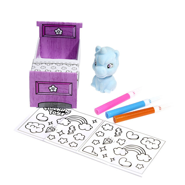 Figurine licorne en papier à colorier avec 3 feutres H6,4cm