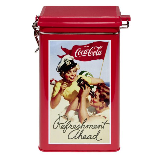Boîte alimentaire Coca Cola rectangulaire en métal 15x8,6xH21cm