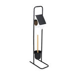 Support papier WC m&eacute;tal noir avec brosse 27x14,5xH79,5cm