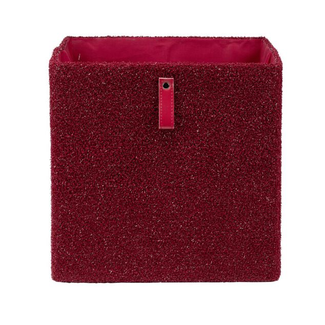 Panier de rangement 22L velours rouge 30x30xH30cm