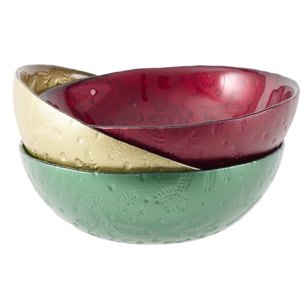 Coupelle en verre 200ml motif branches de sapin &Oslash;12xH4,5cm (3 mod&egrave;les)
