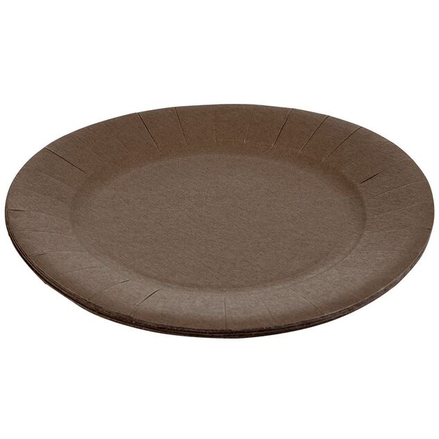 Lot de 10 assiettes en carton taupe Ø23 cm