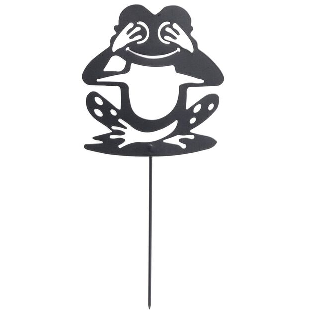Animal d&eacute;co &agrave; planter grenouille m&eacute;tal noir H37cm