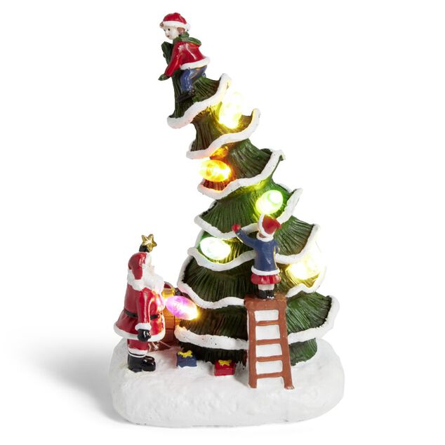D&eacute;coration lumineuse sapin 6LED &agrave; piles H17cm