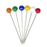 Pique &agrave; bigorneaux x6 m&eacute;tal boule plastique color&eacute; L7,5cm