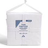 Taie d'oreiller 63x63cm 100% coton finition volant blanc