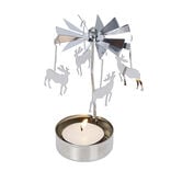 Photophore caroussel renne de Noël gris argenté