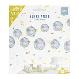Guirlande boules &agrave; facettes argent&eacute;es &Oslash;12cm en papier L5m