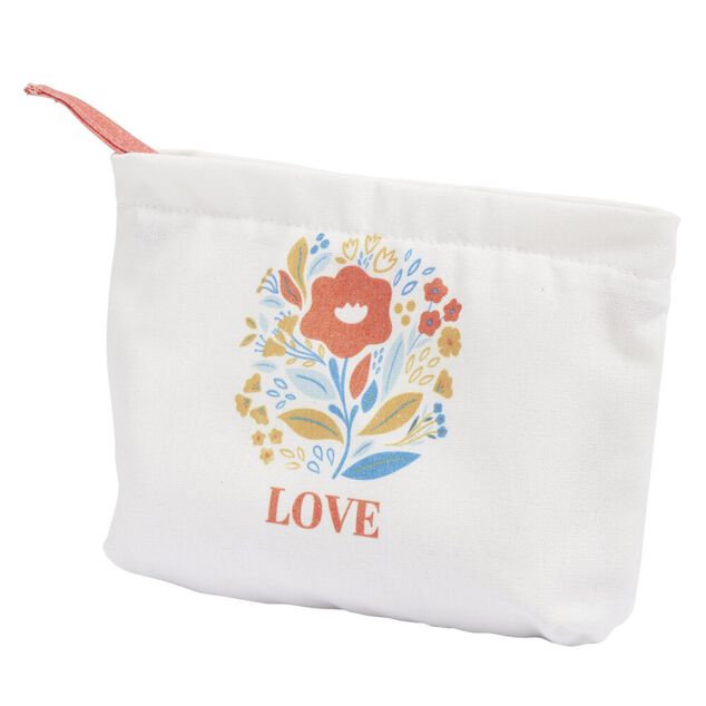 Pochette cosmétique polycoton Love pour maman 17x20cm (4 modèles)