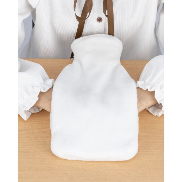 Bouillotte chauffe mains 780ml effet fourrure grise 16x25cm