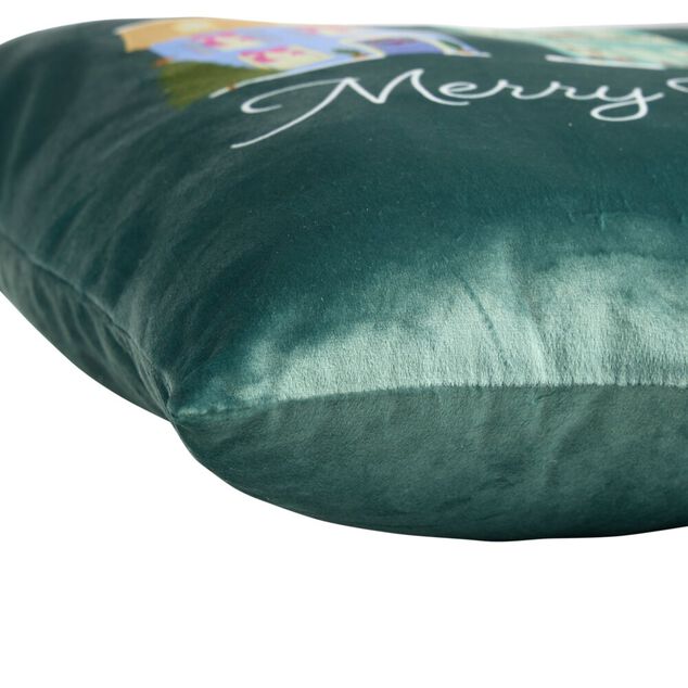 Coussin carr&eacute; imitation velours imprim&eacute; No&euml;l L45X45XH10 cm (4 mod&egrave;les)