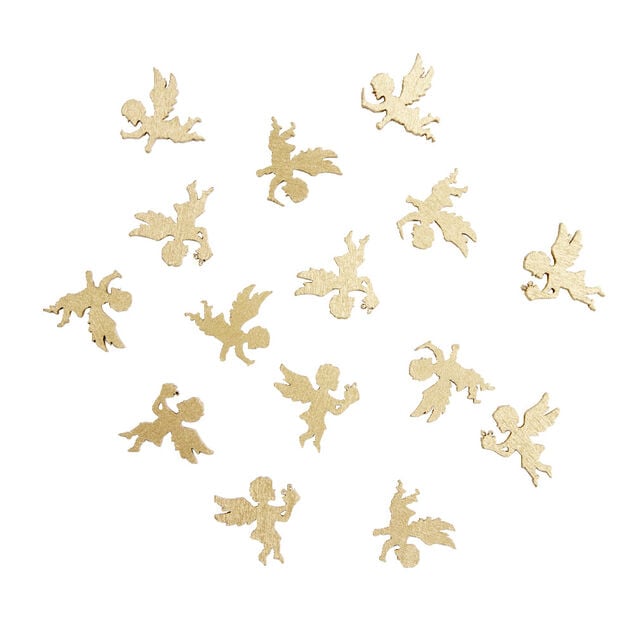 D&eacute;coration de table en bois forme ange dor&eacute; 15 pi&egrave;ces
