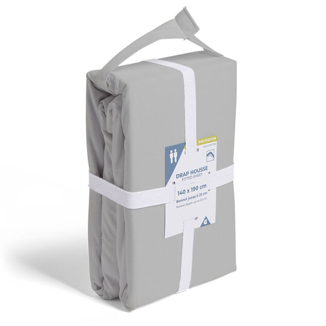 Drap housse 140x190cm polycoton gris