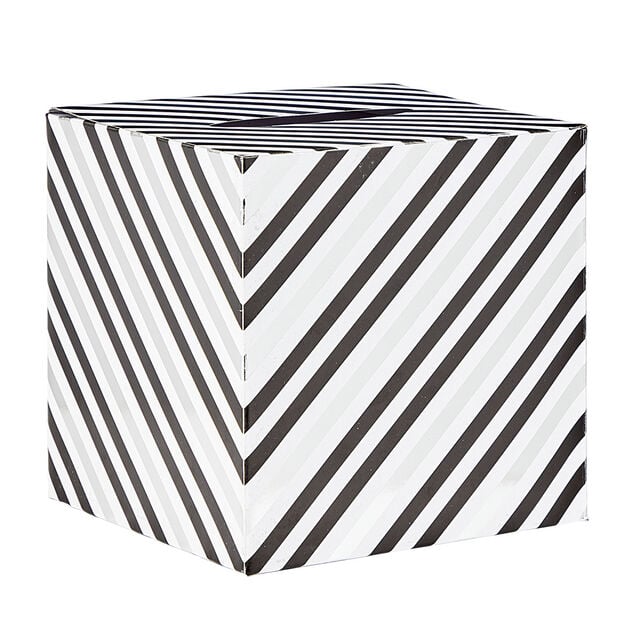 Urne d'anniversaire motif rayé noir et blanc en carton