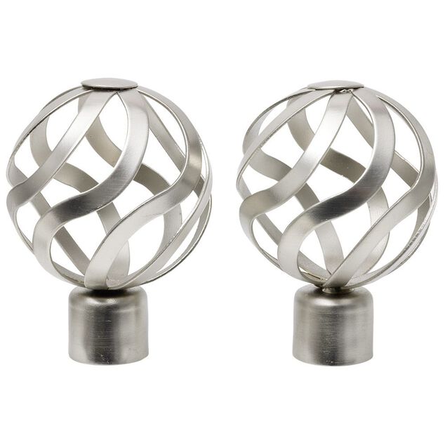 Embout tringle à rideau Ø20mm boule ajourée aluminium brossé x2