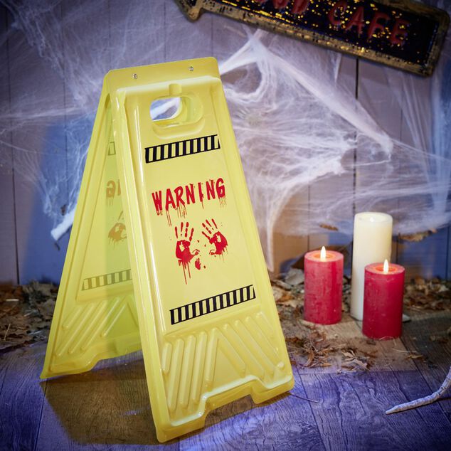Pancarte de sol alerte zombie rouge et jaune H53cm