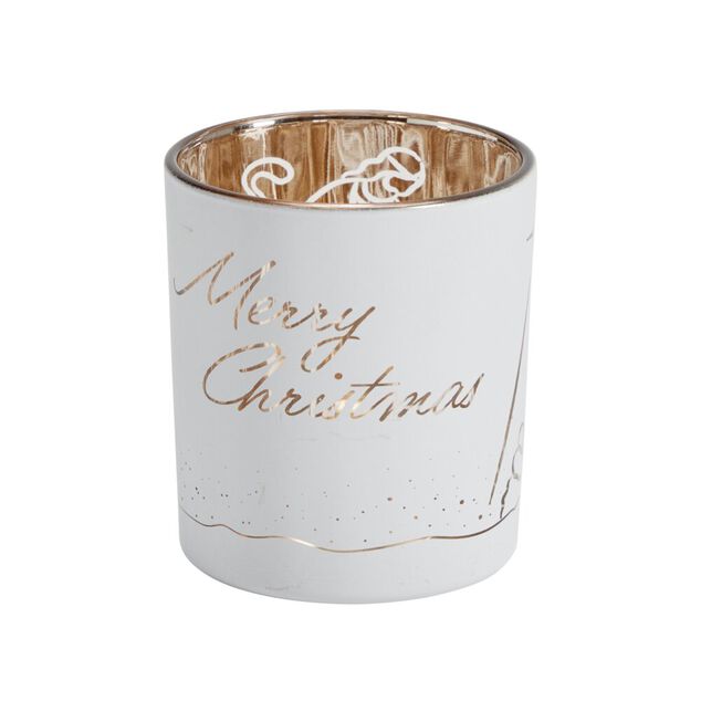 Photophore de Noël ajouré scène nativité Merry Christmas Ø7xH8cm (2 modèles)